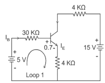 In the circuit given below, ß = 99 and Vbe = 0.7V. Find the value of collector current.